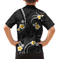 Black And Gray Family Matching Off Shoulder Maxi Dress and Hawaiian Shirt Curves Polynesian Tattoo Mix Plumeria Flowers LT14 - Polynesian Pride