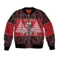 Personalized Hawaii Skull Christmas Bomber Jacket Mele Kalikimaka Hawaiian Kakau - Polynesian Pride