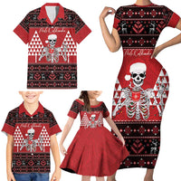 Personalized Hawaii Skull Christmas Family Matching Short Sleeve Bodycon Dress and Hawaiian Shirt Mele Kalikimaka Hawaiian Kakau LT14 - Polynesian Pride
