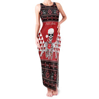 Personalized Hawaii Skull Christmas Family Matching Tank Maxi Dress and Hawaiian Shirt Mele Kalikimaka Hawaiian Kakau LT14 Mom's Dress Red - Polynesian Pride