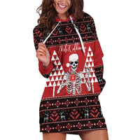 Personalized Hawaii Skull Christmas Hoodie Dress Mele Kalikimaka Hawaiian Kakau LT14 Red - Polynesian Pride