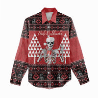 Personalized Hawaii Skull Christmas Women Casual Shirt Mele Kalikimaka Hawaiian Kakau - Polynesian Pride