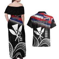 Hawaii Independence Day Couples Matching Off Shoulder Maxi Dress and Hawaiian Shirt La Kuokoa - Happy 28th November LT14 - Polynesian Pride