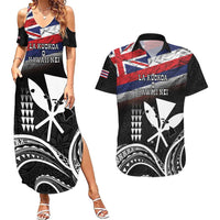 Hawaii Independence Day Couples Matching Summer Maxi Dress and Hawaiian Shirt La Kuokoa - Happy 28th November LT14 Black - Polynesian Pride