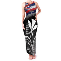 Hawaii Independence Day Family Matching Tank Maxi Dress and Hawaiian Shirt La Kuokoa - Happy 28th November LT14 Mom's Dress Black - Polynesian Pride