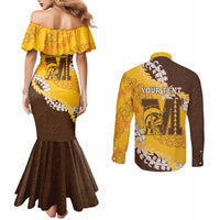 Personalized Mililani Hawaii High School Couples Matching Mermaid Dress and Long Sleeve Button Shirt Puakenikeni Lei Hawaiian Pattern LT14 - Polynesian Pride
