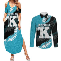 Personalized Kapolei Hawaii High School Couples Matching Summer Maxi Dress and Long Sleeve Button Shirt Puakenikeni Lei Hawaiian Pattern - Polynesian Pride