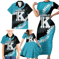 Personalized Kapolei Hawaii High School Family Matching Short Sleeve Bodycon Dress and Hawaiian Shirt Puakenikeni Lei Hawaiian Pattern LT14 - Polynesian Pride