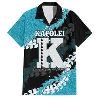 Personalized Kapolei Hawaii High School Family Matching Summer Maxi Dress and Hawaiian Shirt Puakenikeni Lei Hawaiian Pattern LT14 Dad's Shirt - Short Sleeve Teal - Polynesian Pride