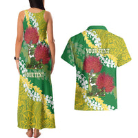Personalized Leilehua Hawaii High School Couples Matching Tank Maxi Dress and Hawaiian Shirt Puakenikeni Lei Hawaiian Pattern LT14 - Polynesian Pride