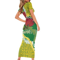 Personalized Leilehua Hawaii High School Short Sleeve Bodycon Dress Puakenikeni Lei Hawaiian Pattern - Polynesian Pride