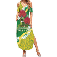 Personalized Leilehua Hawaii High School Summer Maxi Dress Puakenikeni Lei Hawaiian Pattern - Polynesian Pride