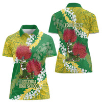 Personalized Leilehua Hawaii High School Women Polo Shirt Puakenikeni Lei Hawaiian Pattern - Polynesian Pride