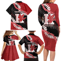 Personalized Kalani Hawaii High School Family Matching Long Sleeve Bodycon Dress and Hawaiian Shirt Puakenikeni Lei Hawaiian Pattern LT14 - Polynesian Pride