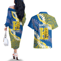 Personalized Kaiser Hawaii High School Couples Matching Off The Shoulder Long Sleeve Dress and Hawaiian Shirt Puakenikeni Lei Hawaiian Pattern LT14 - Polynesian Pride
