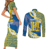 Personalized Kaiser Hawaii High School Couples Matching Short Sleeve Bodycon Dress and Long Sleeve Button Shirt Puakenikeni Lei Hawaiian Pattern LT14 - Polynesian Pride