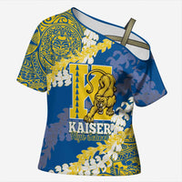 Personalized Kaiser Hawaii High School Cross Shoulder Shirt Puakenikeni Lei Hawaiian Pattern - Polynesian Pride
