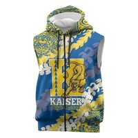 Personalized Kaiser Hawaii High School Sleeveless Zip Hoodie Puakenikeni Lei Hawaiian Pattern - Polynesian Pride