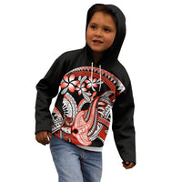 Red Polynesian Kid Hoodie Hammerhead Shark Tattoo Royal Plumeria Gradient Vibes LT14 - Polynesian Pride
