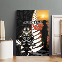 Custom New Zealand Silver Fern Rugby ANZAC Day Canvas Wall Art 2024 All Black Tiki Mascot LT14 - Polynesian Pride