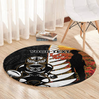 Custom New Zealand Silver Fern Rugby ANZAC Day Round Carpet 2024 All Black Tiki Mascot LT14 - Polynesian Pride