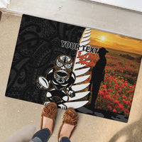 Custom New Zealand Silver Fern Rugby ANZAC Day Rubber Doormat 2024 All Black Tiki Mascot LT14 - Polynesian Pride