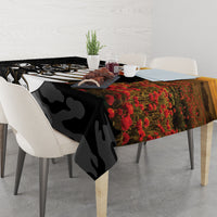 Custom New Zealand Silver Fern Rugby ANZAC Day Tablecloth 2024 All Black Tiki Mascot LT14 - Polynesian Pride