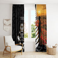 Custom New Zealand Silver Fern Rugby ANZAC Day Window Curtain 2024 All Black Tiki Mascot LT14 - Polynesian Pride