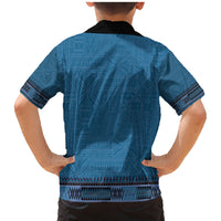 Blue African Dashiki With Fijian Tapa Pattern Family Matching Mermaid Dress and Hawaiian Shirt LT14 - Polynesian Pride