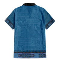 Blue African Dashiki With Fijian Tapa Pattern Family Matching Mermaid Dress and Hawaiian Shirt LT14 - Polynesian Pride