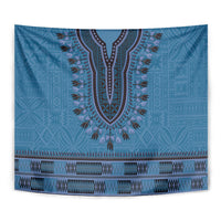 Blue African Dashiki With Fijian Tapa Pattern Tapestry