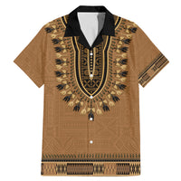 Brown African Dashiki With Fijian Tapa Pattern Family Matching Mermaid Dress and Hawaiian Shirt LT14 Dad's Shirt - Short Sleeve Brown - Polynesian Pride