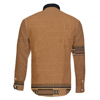 Brown African Dashiki With Fijian Tapa Pattern Family Matching Off Shoulder Maxi Dress and Hawaiian Shirt