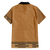 Brown African Dashiki With Fijian Tapa Pattern Family Matching Short Sleeve Bodycon Dress and Hawaiian Shirt LT14 - Polynesian Pride