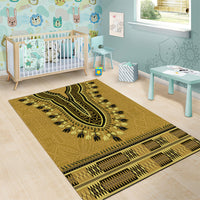 Gold African Dashiki With Fijian Tapa Pattern Area Rug
