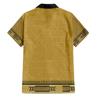 Gold African Dashiki With Fijian Tapa Pattern Family Matching Puletasi and Hawaiian Shirt LT14 - Polynesian Pride