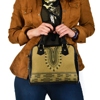 Gold African Dashiki With Fijian Tapa Pattern Shoulder Handbag