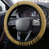 Gold African Dashiki With Fijian Tapa Pattern Steering Wheel Cover