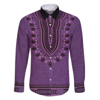 Purple African Dashiki With Fijian Tapa Pattern Family Matching Long Sleeve Bodycon Dress and Hawaiian Shirt LT14 Dad's Shirt - Long Sleeve Purple - Polynesian Pride