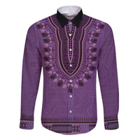 Purple African Dashiki With Fijian Tapa Pattern Family Matching Off Shoulder Maxi Dress and Hawaiian Shirt
