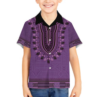 Purple African Dashiki With Fijian Tapa Pattern Family Matching Off Shoulder Short Dress and Hawaiian Shirt LT14 Son's Shirt Purple - Polynesian Pride