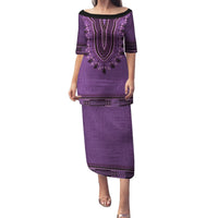 Purple African Dashiki With Fijian Tapa Pattern Family Matching Puletasi and Hawaiian Shirt LT14 Mom's Dress Purple - Polynesian Pride
