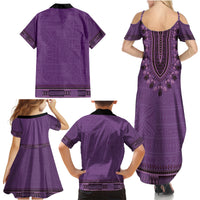 Purple African Dashiki With Fijian Tapa Pattern Family Matching Summer Maxi Dress and Hawaiian Shirt LT14 - Polynesian Pride