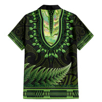 Lime Green African Dashiki With Aotearoa Maori Family Matching Mermaid Dress and Hawaiian Shirt Paua Shell Mix Silver Fern LT14 - Polynesian Pride