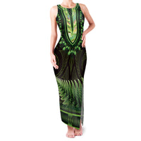 Lime Green African Dashiki With Aotearoa Maori Family Matching Tank Maxi Dress and Hawaiian Shirt Paua Shell Mix Silver Fern LT14 Mom's Dress Lime Green - Polynesian Pride