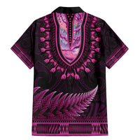 Pink African Dashiki With Aotearoa Maori Family Matching Mermaid Dress and Hawaiian Shirt Paua Shell Mix Silver Fern LT14 - Polynesian Pride