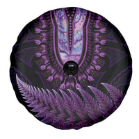 Purple African Dashiki With Aotearoa Maori Spare Tire Cover Paua Shell Mix Silver Fern LT14 - Polynesian Pride