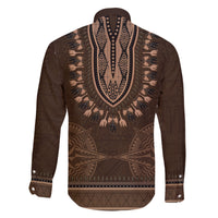 Brown African Dashiki With Tonga Ngatu Pattern Family Matching Short Sleeve Bodycon Dress and Hawaiian Shirt LT14 - Polynesian Pride