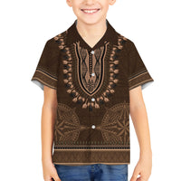 Brown African Dashiki With Tonga Ngatu Pattern Family Matching Short Sleeve Bodycon Dress and Hawaiian Shirt LT14 Son's Shirt Brown - Polynesian Pride