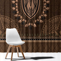 Brown African Dashiki With Tonga Ngatu Pattern Window Curtain